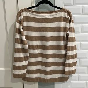 J. Crew gold and cream striped shirt/light sweater - size small